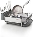 KitchenAid - Dish Rack, Compact Space Saving Rust Resistant Dish Drying Rack with Angled Self-Draining Board and Removable Flatware Caddy, 16 Inch, Gray