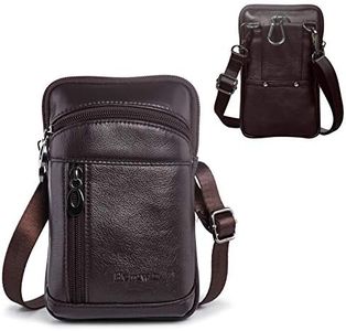 Hengwin Leather Crossbody Shoulder Bags Men Belt Clip Phone Holsters Case Belt Loop Pouch Waist Bag Pack for iPhone Xs Max XS 8 7 Plus Galaxy Note 9 8 5 S9/S8 Plus (Coffee)