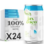 JAX COCO | 100% Pure Coconut Water | No Added Sugar, Low Calorie | Convenient On-the-Go Cans | Fresh from Volcanic Philippines regions | 24x 330ML Cans