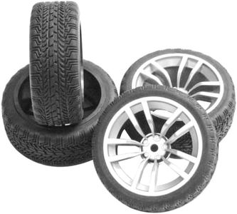 ShareGoo 12mm Hub Wheel Rims & Rubber Tires for RC 1/10 on-Road Touring Racing Drift Car(Pack of 4)