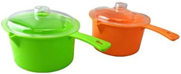 Set of 2 Microwave Saucepan With Lid Store Heat and Eat 800ml each