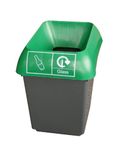 Chabrias Ltd 30 Litre Recycling Waste Bin With Lid & Logo - Made in England From 100% Recycled Plastic (Green Lid & Glass Logo)