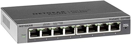 NETGEAR GS108E-300AUS PROSAFE PLUS 8 PORT 10/1000 GIGABIT L2 SWITCH DESKTOP LIFE WTY