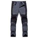Oweisong Men’s Outdoor Hiking Mountain Pants Water Resistant Fleece Pants Windproof Zipper Pockets Thin and Thick Trousers