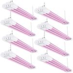 Sunco 8 Pack 2ft Grow Light LED, 20W, Full Spectrum, for Seed Starting, Seedling, Indoor Plants, Plug in Suspended Fixture, Link Up to 8, Inline Switch, ETL