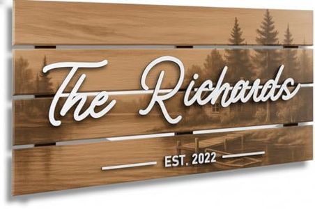 Personalized 3D Rustic Lakeside Cabin Sign - Custom Wood Last Name & Established Date Sign | Farmhouse Lake Decor Wedding Gift | Fisher & Outdoors Theme 28x13" (Large)