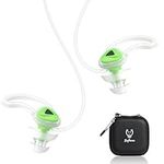 Softvox Swimming Ear Plugs with Lanyard, Custom-fit Swimmer Earplugs, Blocks Out Water Lets Sound in, Perfect for Surfing, Swimming, Diving and Other Water Activities, incl Carry Case - Green