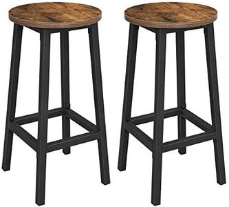 Vasagle Set of 2 Bar Stools, Tall Kitchen Stools, Sturdy Steel Frame, 65 cm Tall, Easy Assembly, Industrial Style, Rustic Brown and Black