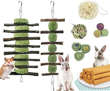 CAMITER 15 Piezas Juguetes para Masticar Conejos, Juguetes para Morder Hámster Animales Pequeños Juguetes para Masticar Juguetes Molares Naturales para Jerbos Cobayas Conejos Hámster