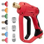 Pressure Washer Short Gun, 5000 PSI High Power Washer Spay Gun, 1/4'' Outlet, 3/8'' Quick Connect,M22-14mm Fitting, Pressure Washer Handle with 7 Quick Connect Nozzles