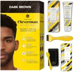 Cleverman Hair & Beard Dye Kit for Men, All-in-One Reusable Mens Hair Color, Natural Gray Coverage, Ammonia-Free Beard Mustache Dye for Men (Dark Brown for Black Men)