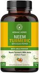 Neem Turmeric Capsules with Amla and Black Pepper 120 Veg Capsule Detox Cleanse and Immune Support | Support Skin Health | Herbal Supplement (120 Capsules)