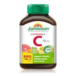 Jamieson Chewable Vitamin C 500 mg - Citrus Fruit Flavour, 120 Count (Pack of 1)[packing may vary]