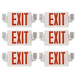 EXITLUX 6 Packs Led Red Exit Signwith Emergency Light Combo with Battery Backup-Two Adjustable Head Emergency Exit Lights/ABS Fire Resistance 120-277VAC-Double Face Exit Sign for Business/Home.
