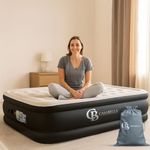 Casabella Air Bed - Airbed with Built-in Electric Air Pump, 3 Min Self-Inflating/Deflating King Size Air Mattress with Flocked Surface, Portable Blow Up Mattress for Home, Camping (203x152+46cm)