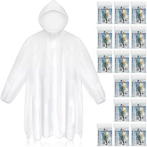 MZYIWUU 16 Pack Disposable Rain Ponchos for Adults, Ponchos Family Pack with Hood, Portable Rain Poncho for Women and Men,Clear Travel Rain Poncho for Outdoor, Daily Use, Clear