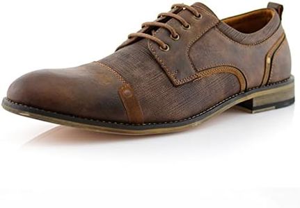 Ferro Aldo MFA19619L Trevor Classsic Cap-Toe Lace-Up Leather Lined Round Toe Business Casual Dress Oxford Shoes Brown