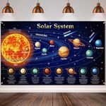 Solar System Decorations Large Fabric Outer Space Poster Banner Space Theme Backdrop Background for Kids Boys Space Birthday Decorations Planets Party Educational Supplies, 72.8x43.3 Inch