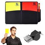 Geoyien Referee Kit, Referee Cards, Referee Whistle, Referee Card Set Red Yellow Cards, Whistles with Lanyard, Score Book with Pencil, Sports Referee Kit, Referee Equipment for Football, Soccer Match