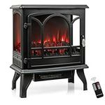 ORALNER Electric Fireplace Heater 23-Inch, Freestanding Fireplace Stove w/Realistic Flame Effect, Remote & 6H Timer, Overheat Protection, Portable Fireplace for Living Room, Bedroom, 1400W, Black