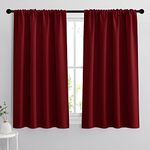 RYB HOME Blackout Curtain Panels Thermal Insulated - RYB HOME Kitchen Window Treatment Slot Rod Pocket Top Room Darkening Drapes for Kids Nursery Girl's Room Bedroom, Wide 42 x Long 54, Burgundy Red, 2 Pieces