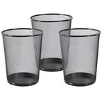 GoodWill Tech Metal Mesh Waste Dustbin, Pack of 3 for Home/Kitchen - Large (19L) Black