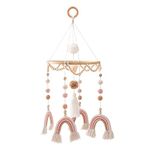 LICHENGTAI Cot Mobile Baby Wind Chime, Rainbow Baby Mobile with PomPom Nursery Bed Bell Wind Chime Hanging Mobile Wind Chime for Cot Cot, Gift for Baby Girls Boys