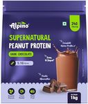 Alpino Supernatural Peanut Protein Powder Dark Chocolate 1kg - 100% Plant-Based, High-Performance Protein - 24g Protein, 5.1g BCAAs, No Added Sugar, Gluten-Free, Non-GMO, Vegan