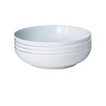 Denby White Porcelain Pasta Bowls Set of 4 - Dishwasher Microwave Safe Crockery 1.18L - Glazed Chip & Crack Resistant Tableware