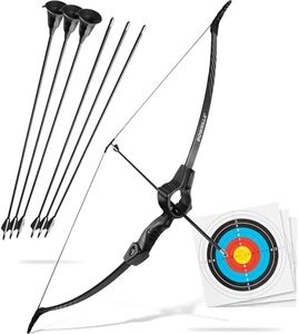 BOWRILLA® Bow and Arrow for Kids Ages 6+ | Beginner Archery Set with Aim Guide, 6 Carbon Hybrid Arrows & 3 Targets | 3-Piece Take-Down Recurve Youth Bow for Left & Right Handers