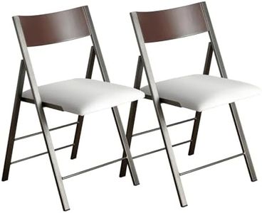 VASTATIO Folding Chairs with Cushion 2 Pack - Heavy Duty Steel Frame Foldable Dining Chairs, Waterproof Leather Indoor Outdoor Padded Chairs for Home, Conference Rooms,Weddings, Events (White)