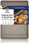 Quarter Baking Sheets with Rack Set by Ultra Cuisine - Quarter Sheet Pans for Baking - Wire Rack Baking Sheet - Nonstick Cooking Sheets and Baking Cooling Rack - Cookie Sheets for Baking 13"x9"x1"