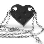 ChunlongFour Matching Heart Couples Necklace for Boyfriend Girlfriend Friendship Valentine's Day Gifts Stuff for Him Her Friends, Pendant Jewelry Set Gift Ideas, Plastic, plastic
