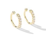 Ear Cuff Clip On CZ Adjustable Fake Earrings Small Hoop Huggies Sterling Silver Cubic Zirconia No Piercing Cartilage Earring for Women Girls Hypoallergenic Huggie Hoops 10mm BFF (18K Gold Plated)