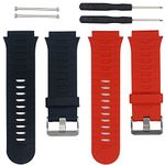 for Forerunner 920XT Bands, Replacement Soft Silicone Bands and Straps Compatible with Garmin Forerunner 920XT GPS Running Watch, with Free Installation Tools and Lugs Adapters (Black+Red)