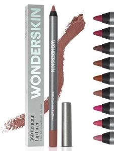 Wonderskin Lip Liner Pencil - 360 Contour Lipliner, Long Lasting, Sharpenable, Waterproof and Transfer-Proof Brown Lip Liner Pencil (Saddle)