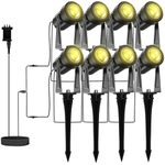 LONIUTO Garden Spike Lights Waterproof IP65, 3000K Warm White Garden Spotlights Mains Powered, 27V Low Voltage Mains Garden Lights for Patio,Path,Wall,Tree (8 Pack*3W)