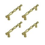 Yuqim 4 Pack Cabinet pulls Drawer Handle Bamboo Shape Drawer Pulls 3.8 Inch Hole Distance Cabinet Hardware Dresser Pull Handles(Gold)