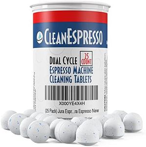 CleanEspresso Dual Cycle Espresso Machine Cleaning Tablets for Jura Espresso Machines - 25 Count of Jura Cleaning Tablets - 3.5 Gram Tablets Designed to Clean Your Jura Brew Unit