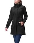 33,000ft Women’s Waterproof Jacket with Hood Ladies Softshell Jacket Fleece Lined Windbreaker 8000MM Raincoat Long Waterproof Coats for Outdoor Walking, Black 3XL