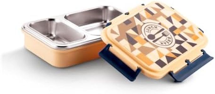 WARMEO Brunch Insulated Lunch Box with Two Compartment BPA Free, Food Grade Ideal for School, Picnic, Office & Outdoor - 600ml Beige, Stainless Steel
