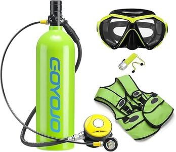 GOYOJO Scuba Tank Kit Portable, 2L Mini Diving Tank Pump Adult with Diving Flashlight & Snorkel Mask, for Underwater Exploration Emergency Rescue Work, 3 Inflatable Ways Certification （Green 2L）