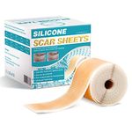 Silicone Scar Sheets, Medical Grade Silicone Scar Tape,Scar Strips for Surgery, Csection,Keloid, Burn, Safe and Painless Scar Removal (1.6 x 120 Inch)