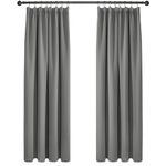 Deconovo Super Soft Thermal Insulated Pencil Pleat Curtains Blackout Curtains for Kitchen 90 x 90 Light Grey