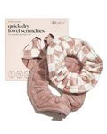 Kitsch Towel Scrunchie - Ultra Soft Microfiber Hair Ties for Women | Towel Scrunchies for Wet Hair | Large Scrunchies for Women's Hair | Wrist Towels for Washing Face, 2 pc (Terracotta Checker)