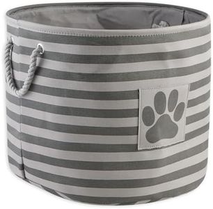 Bone Dry Stripes with Paw Patch Collapsible Polyester Pet Storage Bin, Round Large-18 x 18 x 15, Gray