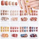 192 Pcs Short Press On Nails, TOROKOM Square False Nails With Design, Full Cover Acrylic Fake Nails Colorful Short Fingernails Nail Tips With Nail Adhesive Tabs For Women and Girls