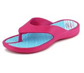 IMTY Womens Ladies Lightweight EVA Toe Post Slip On Flat Beach Summer Pool Slides Water Shoes Flip Flops Sandals (Fuchsia/Blue, uk_footwear_size_system, adult, women, numeric, medium, numeric_5)