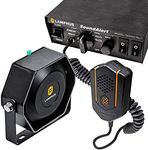 SoundAlert 100W Emergency Police Siren Kit [118-124dB Slim Speaker] [2 x 20A Switch Control] [Hands-Free Air Horn] [PTT Mic] [Radio Rebroadcast] Warning PA System for Emergency Vehicle Trucks Cars