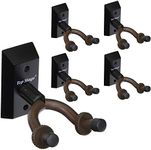 5-Pack Guitar Wall Mount Hanger Guitar Hanger Wall Hook Holder Stand for Bass Electric Acoustic Guitar Ukulele (5-Pack, Hangers) (Black)
